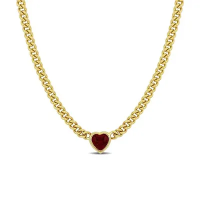 Julianna B Yellow Plated Sterling Silver Lab Grown Ruby Necklace