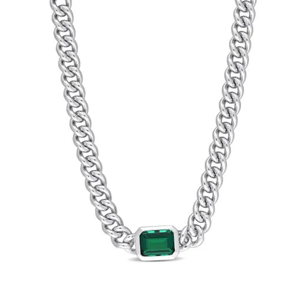 Julianna B Sterling Silver Lab Grown Emerald Necklace