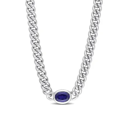 Julianna B Sterling Silver Lab Grown Blue Sapphire Necklace