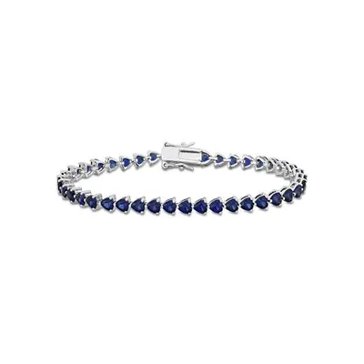 Julianna B Sterling Silver Lab Grown Blue Sapphire Tennis Bracelet