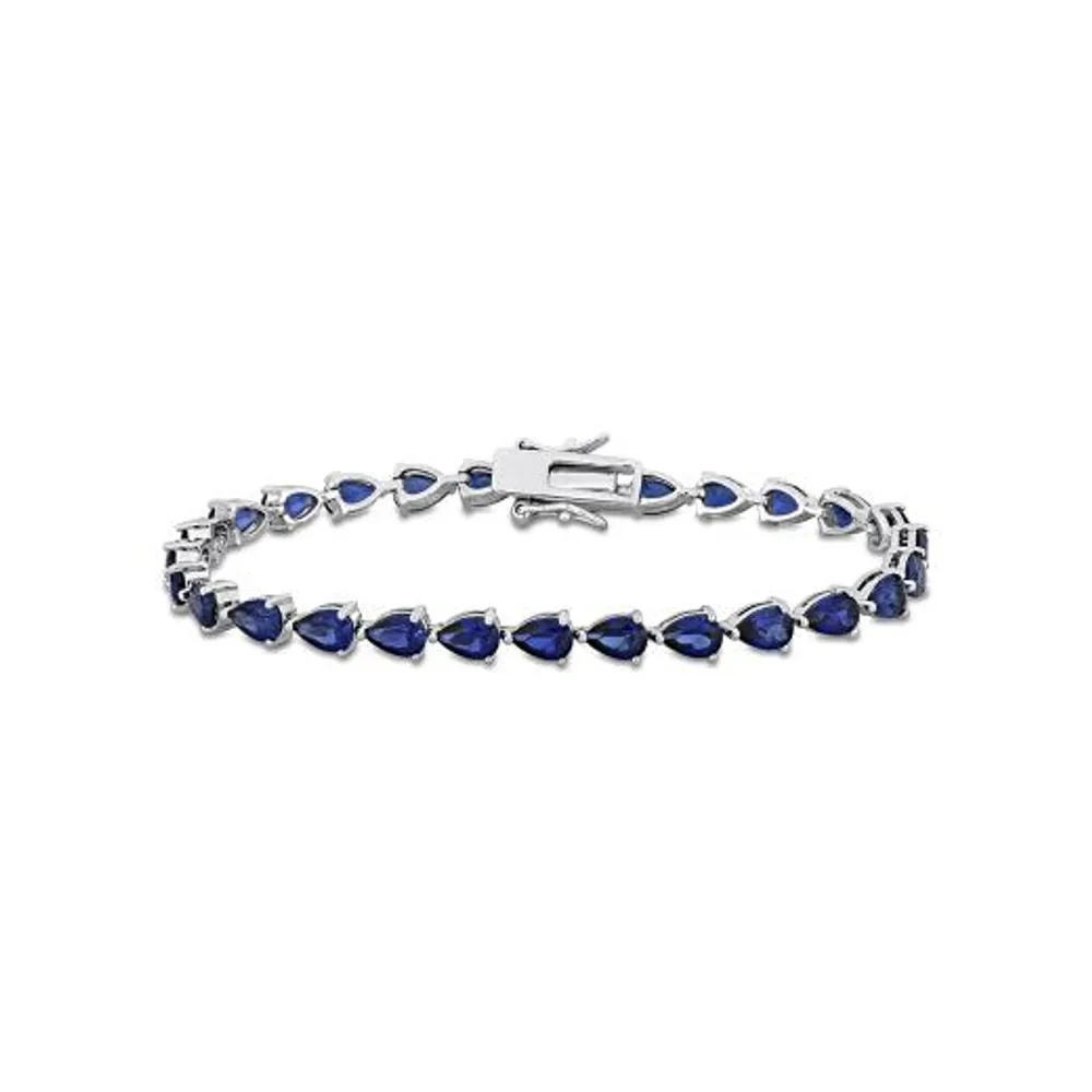 Julianna B Sterling Silver Lab Grown Blue Sapphire Tennis Bracelet