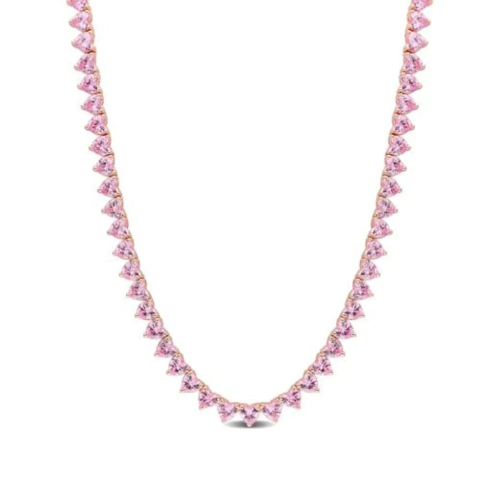 Julianna B Rose Plated Sterling Silver Lab Grown Pink Sapphire Necklace