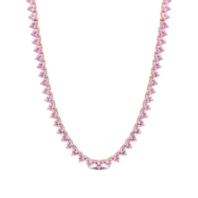 Julianna B Rose Plated Sterling Silver Lab Grown Pink Sapphire Necklace