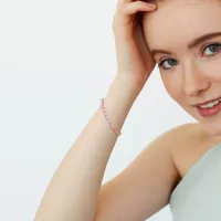 Julianna B Rose Plated Sterling Silver Lab Grown Pink Sapphire Tennis Bracelet