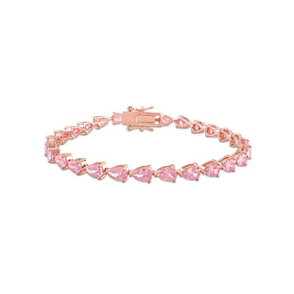 Julianna B Rose Plated Sterling Silver Lab Grown Pink Sapphire Tennis Bracelet