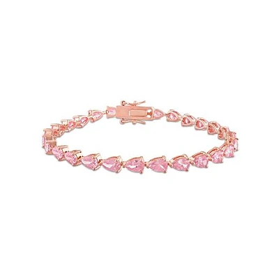 Julianna B Rose Plated Sterling Silver Lab Grown Pink Sapphire Tennis Bracelet