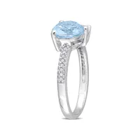 Julianna B Sterling Silver 0.10CTW Diamond, Blue Topaz & Morganite Ring