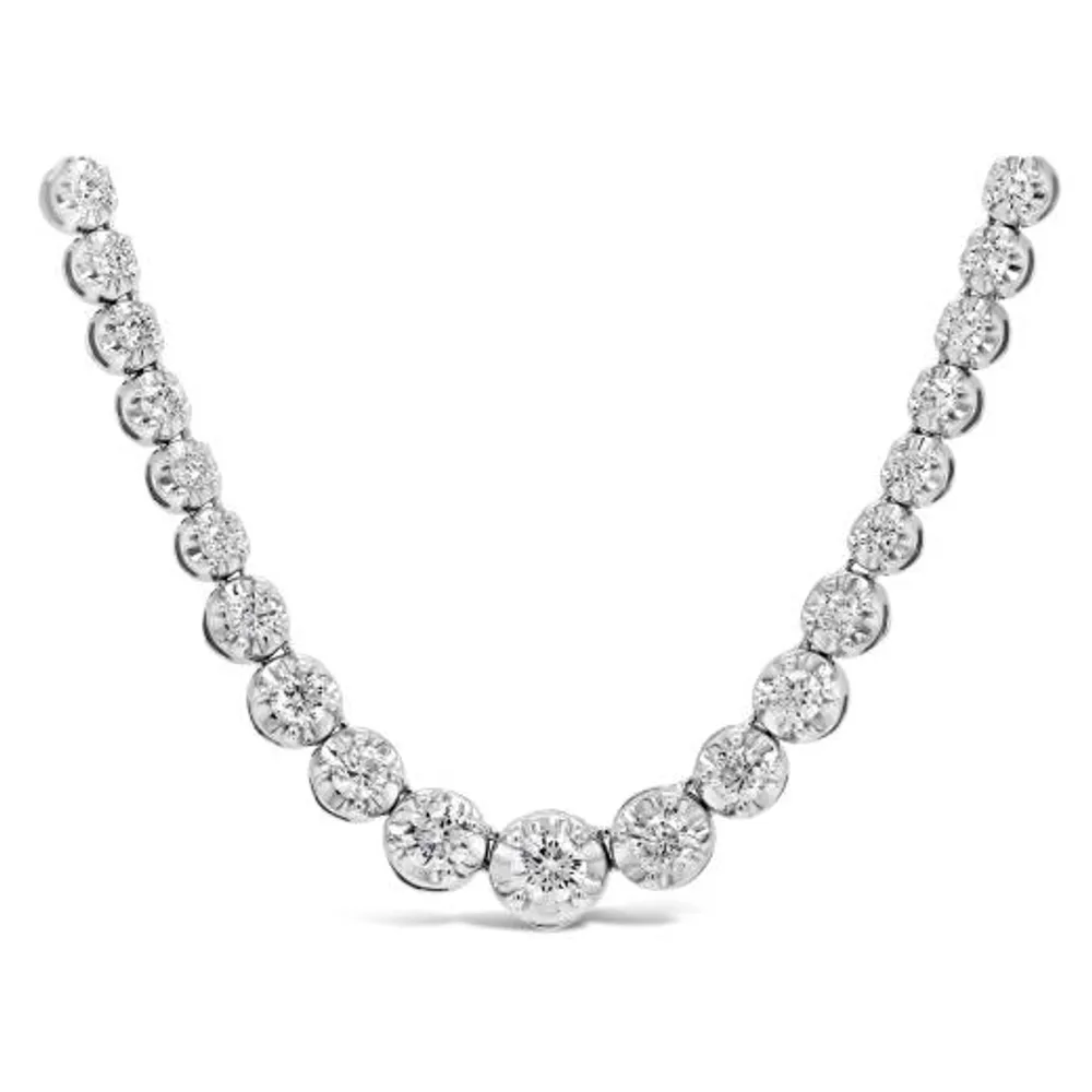 10K White Gold 3.00CTW Diamond Tennis Necklace