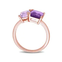 Julianna B Rose Plated Sterling Silver Amethyst & Pink Amethyst Ring