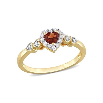 Julianna B Sterling Silver Diamond, Garnet & Created White Sapphire Ring