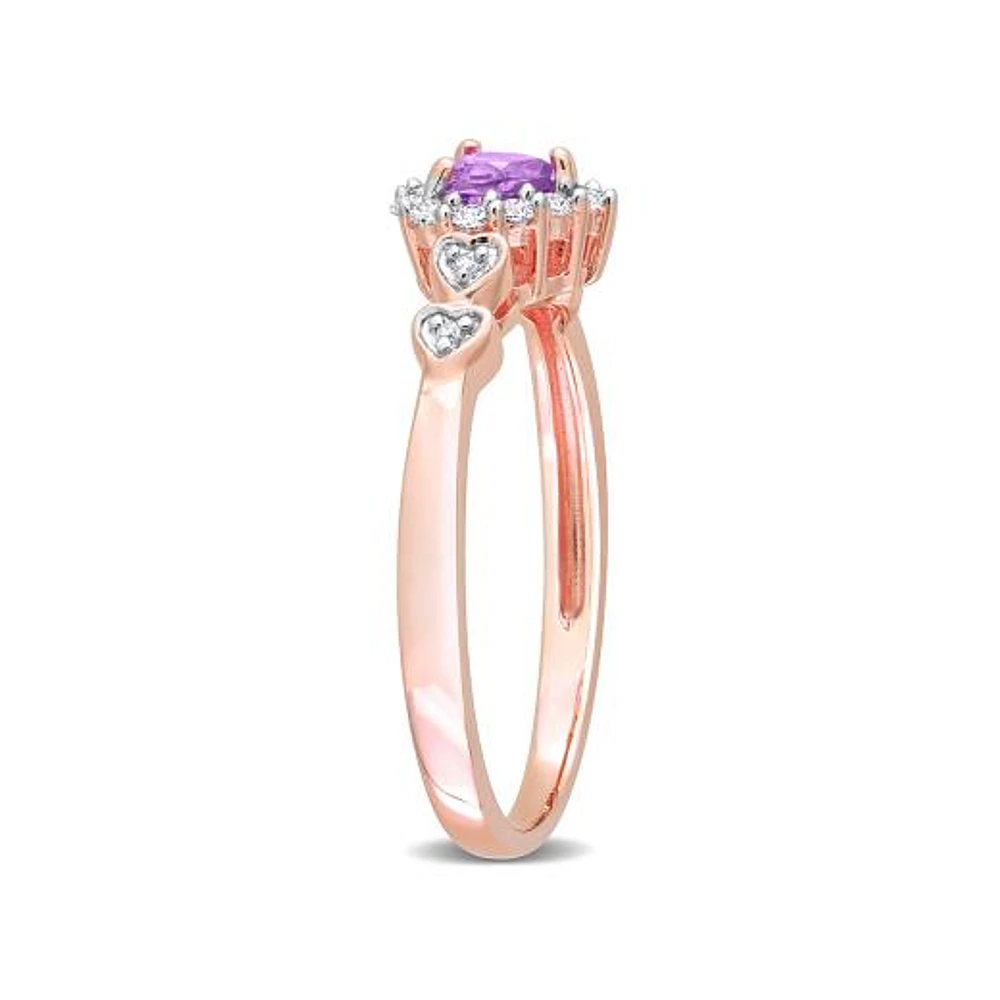 Julianna B Sterling Silver Diamond, Amethyst & Created White Sapphire Ring