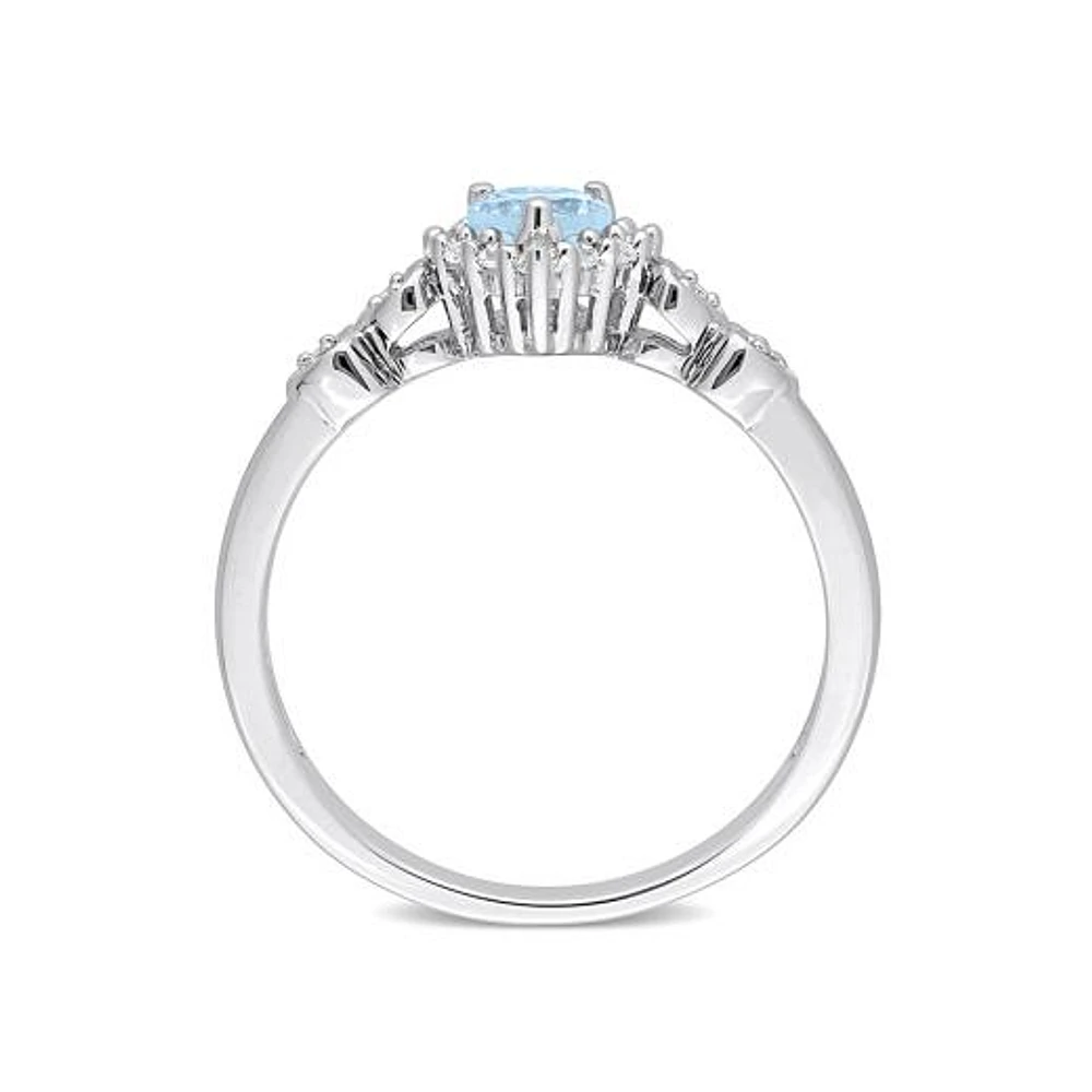 Julianna B Sterling Silver Diamond, Blue Topaz & Created White Sapphire Ring