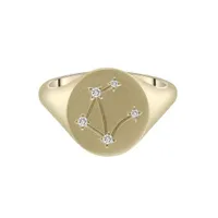 Zodiac 10K Yellow Gold Diamond Libra Signet Ring