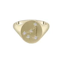 Zodiac 10K Yellow Gold Diamond Capricorn Signet Ring