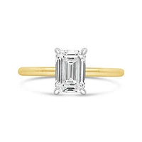 New Brilliance Lab Grown 1.57CTW Emerald Cut Diamond Ring in 14K Yellow Gold
