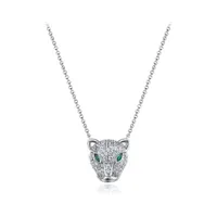 Sterling Silver 19" Cubic Zirconia Panther Pendant