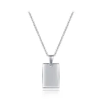 Sterling Silver 19" Rectangular Tag Pendant with Adjustable Chain