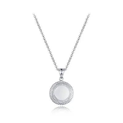 Sterling Silver 19" Cavier Disc Pendant with Adjustable Chain