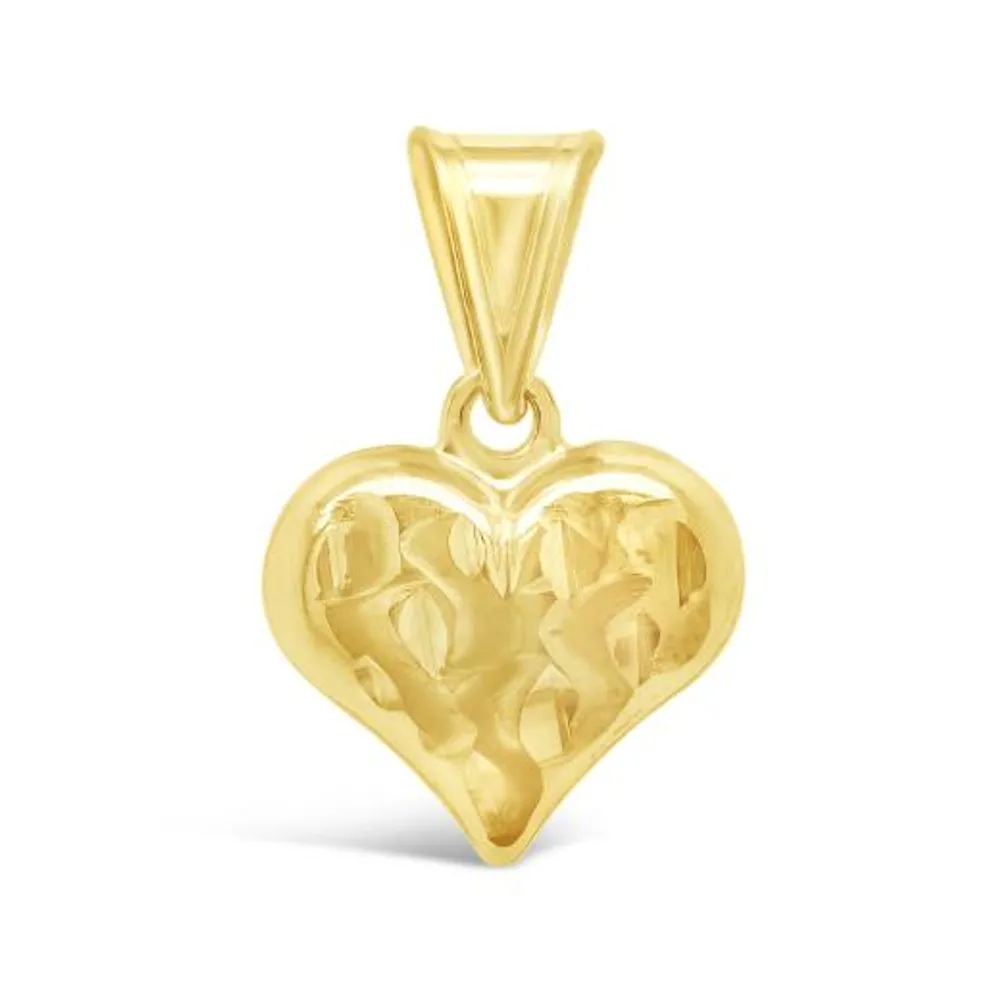 10K Yellow Gold Puff Heart Pendant