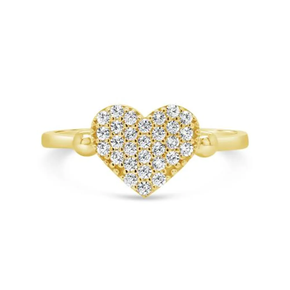 10K Yellow Gold Cubic Zirconia Heart Ring