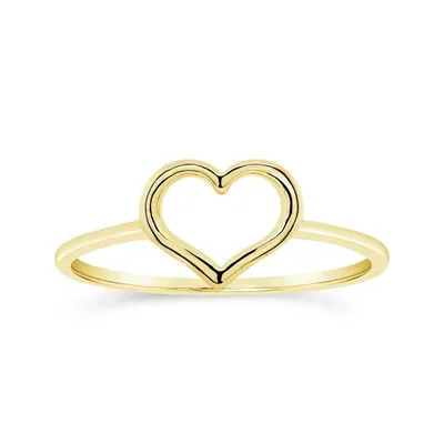 10K Yellow Gold Open Heart Ring