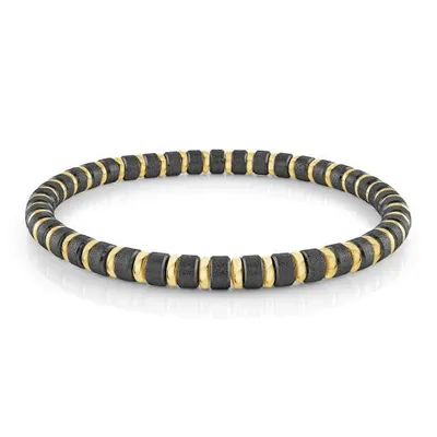 Black and Gold 8" Bead Bracelet