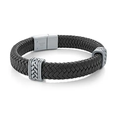 Black Chevron Leather Bracelet