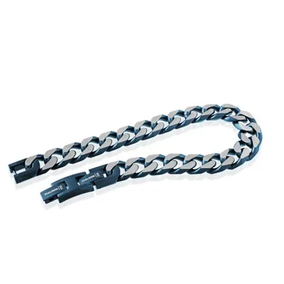 Blue Stainless Steel 8"+0.5" Link Bracelet