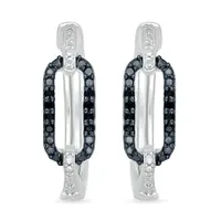 Sterling Silver Black Diamond Link Hoops