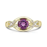 10K Gold Amethyst & Diamond Ring