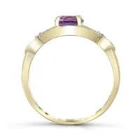 10K Gold Amethyst & Diamond Ring