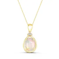 10K Yellow Gold Opal & Diamond Pendant