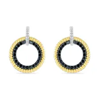 Sterling Silver & 10K Yellow Gold 0.23CTW Black Diamond Circle Earrings