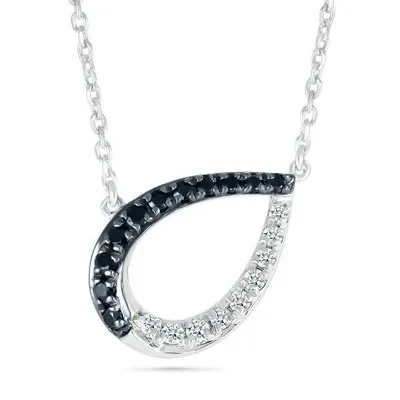 Sterling Silver 0.18CTW Black & White Diamond Necklace