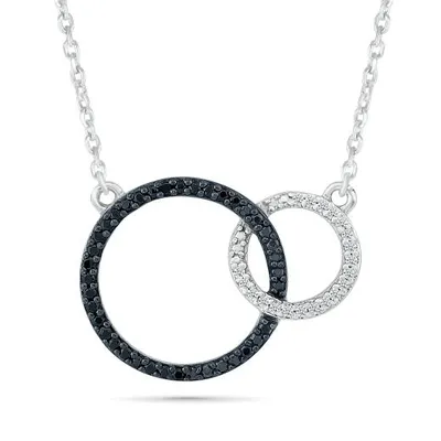 Sterling Silver 0.14CTW Black & White Diamond Circle Necklace