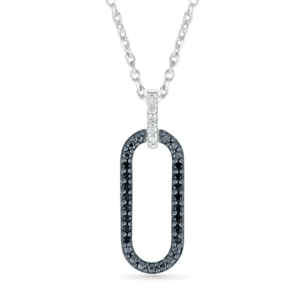 Sterling Silver Black Diamond Paperclip Pendant