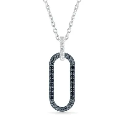 Sterling Silver Black Diamond Paperclip Pendant