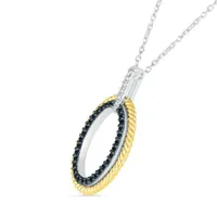 Sterling Silver 0.18CTW Black Diamond Rope Circle Pendant