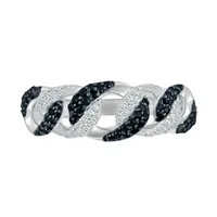 Sterling Silver 0.37CTWBlack Diamond Link Ring