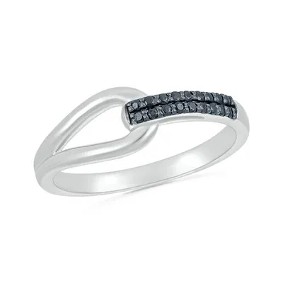 Sterling Silver 0.11CTW Black Diamond Fashion Ring