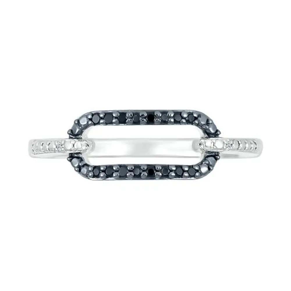 Sterling Silver & Black Diamond Link Ring