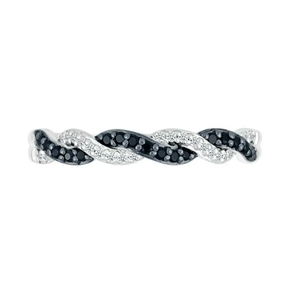 Sterling Silver 0.18CTW Black Diamond Twist Band