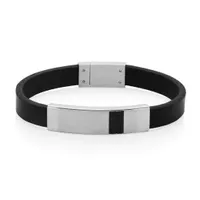 Stainless Steel 8.25" Leather Bracelet