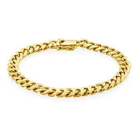 Stainless Steel 8mm 8.5" Cubic Zirconia Accent Cuban Gold Plated Bracelet