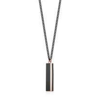 Stainless Steel 26" Tag Pendant with Black & Rose Gold Plating