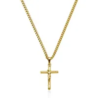 SteelX Stainless Steel 22" Crucifix Cross Pendant with Gold Plating