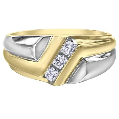 10K Yellow And White Gold Men's 0.33CTW Diamond Ring