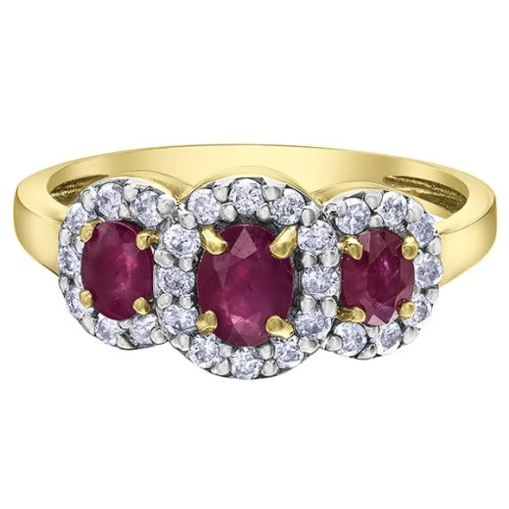 10K Yellow Gold Ruby & Diamond Ring