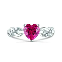 Sterling Silver Created Ruby & Created White Sapphire Infinity Heart Ring