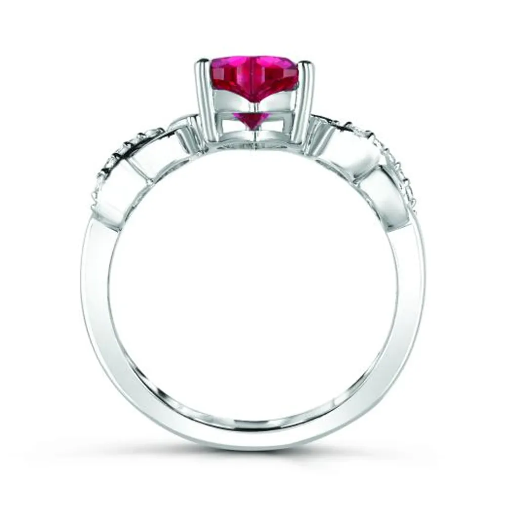 Sterling Silver Created Ruby & Created White Sapphire Infinity Heart Ring